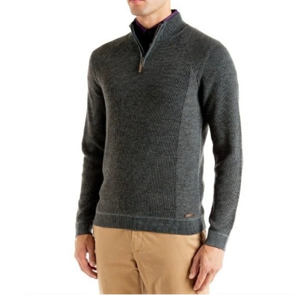 Ted Baker London Hardmun Quarter Zip Sweater Charcoal Grey L/XL Ted 4/5 - Picture 1 of 10